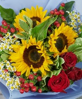 Sunflower Delight Wrapped Bouquet