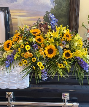Sunflower Fields casket spray