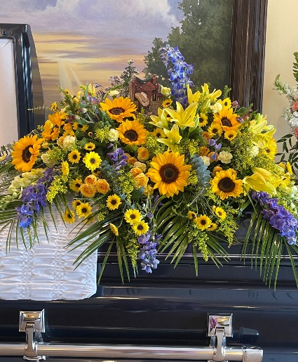 Sunflower Fields casket spray