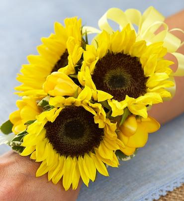 Sunflower & Freesia Corsage