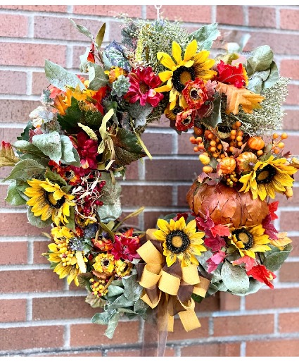 Sunflower & Golden Bow Wreath Home Decor