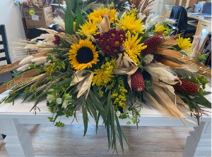 Sunflower Harvest Casket Arrangement