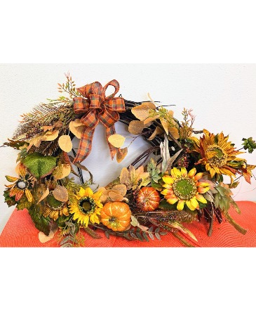 Sunflower Harvest Wreath  in Fairview, OR | QUAD'S GARDEN - Home to Trinette's Floral