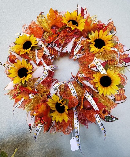 Sunflower Mesh Wreath