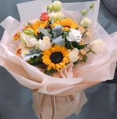 sunflower mix wrap bouquet 