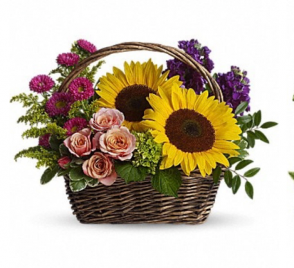 Sunflower mixed fall basket Basket
