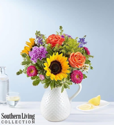 Sunflower Pitcher Mix Of Florals