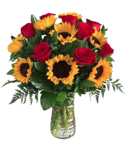 Sunflower & Red Roses  Bouquet 