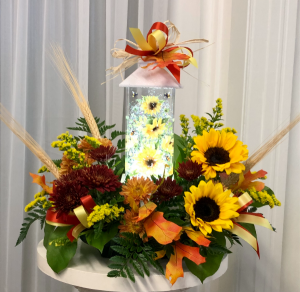 Sunflower Shimmering Lantern Bouquet 2 Gifts in One in Springfield, IL | FLOWERS BY MARY LOU Sunflower Shimmering Lantern Bouquet 2 Gifts in One in Springfield, IL | FLOWERS BY MARY LOU