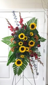 Sunflower sympathies funeral spray