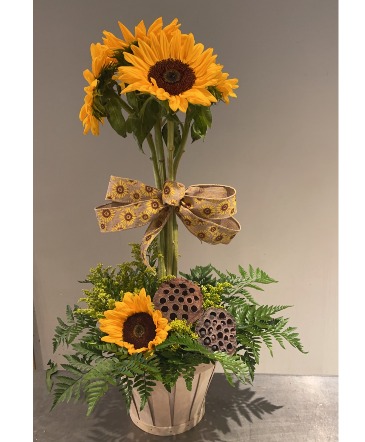 Sunflower Topiary Topiary Basket in Stony Brook, NY | Village Florist And Events