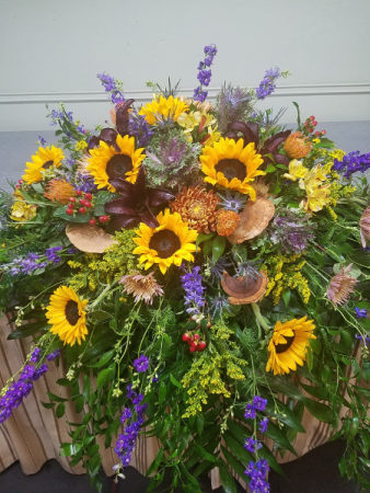 Sunflower Tribute Casket Spray