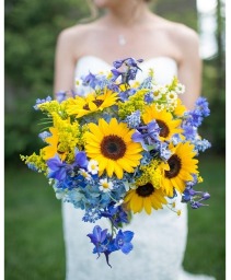 Sunflowers and Blues Wedding Bouquet