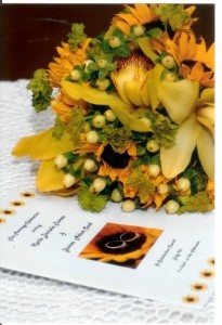 Sunflowers and Cymbidium Orchids Hand Tied Bouquet
