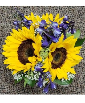 Sunflowers and Delphinium Prom Bouquet FHF-P63 Pick up only 