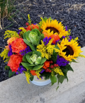 sunflowers and kale 