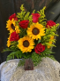 Sunflowers and Roses 
