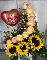 Sunflowers and roses 
