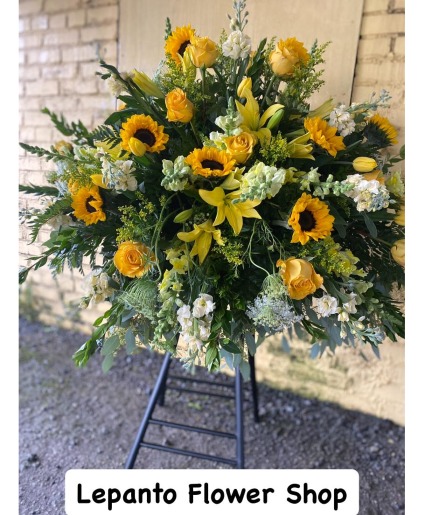 Sunflowers and Roses Casket Spray