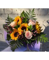 Sunflowers and Roses Cut & Wrapped Bouquet