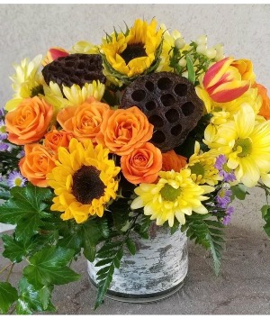 Sunflowers and Roses Fall Arrangment Fall Floral Bouquet