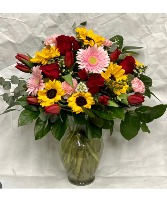 Sunflowers and Spring Roses 