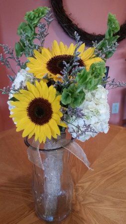 Sunflowers, Bells, &Hydrangea Bridal bouquet