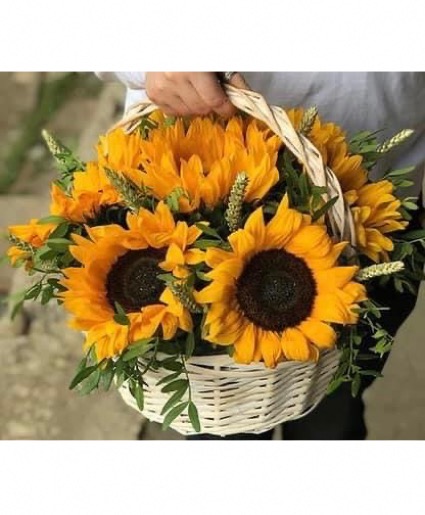 Sunflowers basket  Fresh flowers 