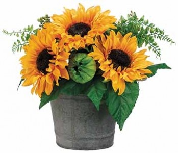 Sunflowers & Fern Arrangement-SILK BOTANICAL 