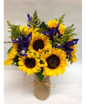 Sunflowers & Iris vase
