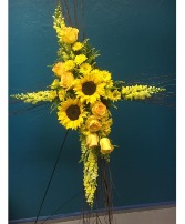 Sunflowers of Faith Cross Standing Spray