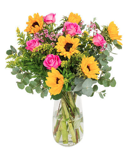 Sunflowers & Pink Roses  Bouquet