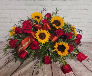 Sunflowers & Roses  Casket Spray 