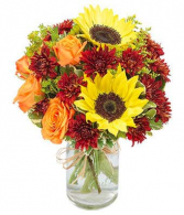 Sunflowers & Roses in a jar