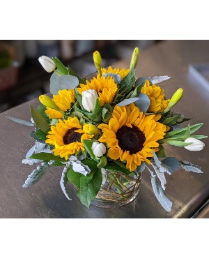 Sunflowers & Spring Vase arrangement