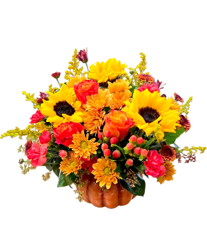 Sunlit Pumpkin Patch Centerpiece Ceramic Pumpkin Pot