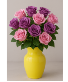 Sunny Bloom 12 Mixed Color Roses Arrangement 