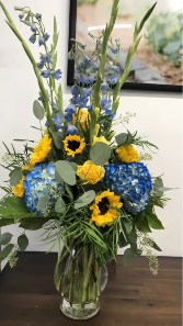 Sunny Blues Vibrant blue and yellow arrangement