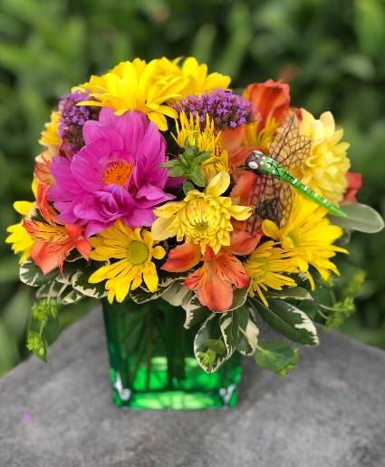 Sunny Citrus Cube Vased Arrangement