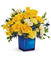 SUNNY DAY AT THE LAKE Modern Vibe, Golden Hues in Vibrant Blue