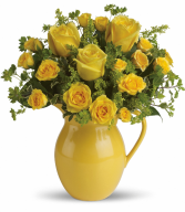 Sunny Day Pitcher of Roses T71-1