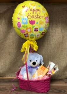 Bear hugs and sweets Gift basket and balloon