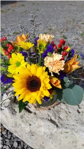 Sunny Days Fall Arrangement Vase with rope handle