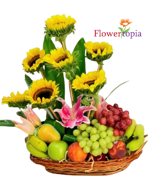Sunny Delight Basket Fruit and Flower Basket