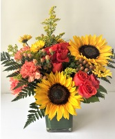 Sunny Delight Mix of Sunflowers and Mini Roses