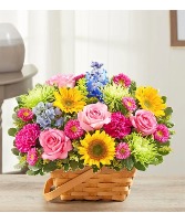 Sunny Garden Basket assorted flowers