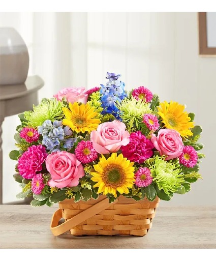 Sunny Garden Basket assorted flowers