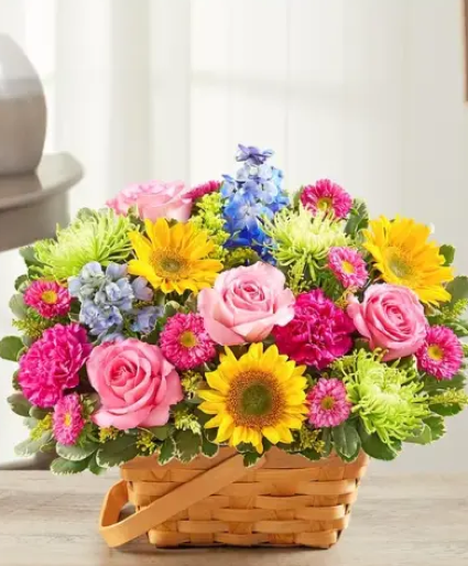 Sunny Garden Basket Basket Arrangement