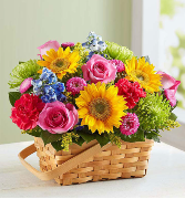 Sunny Garden Basket Flower Arrangement