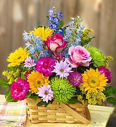 Sunny Garden Basket Vibrant Summer Blooms